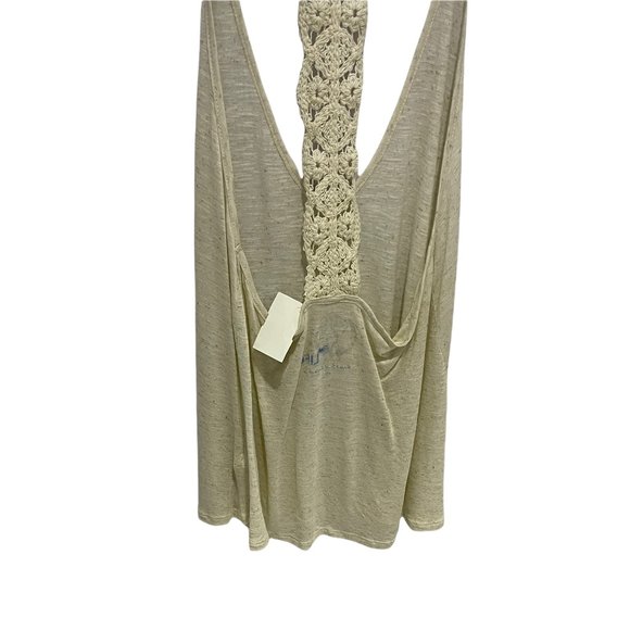 Blue Life V Neck T Back Slub Knit Tank Top With Lace Trim Extra Small Beige NWT - Picture 5 of 9